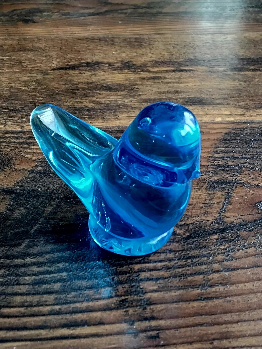 Bluebird Of Happiness Art Glass Bird Figurine. Signed Ron Ray 1992